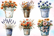 Watercolor Autumn bucket flowers PNG, a Seasonal Illustration by Canvas Craft (Thumbnail 3 of 7)