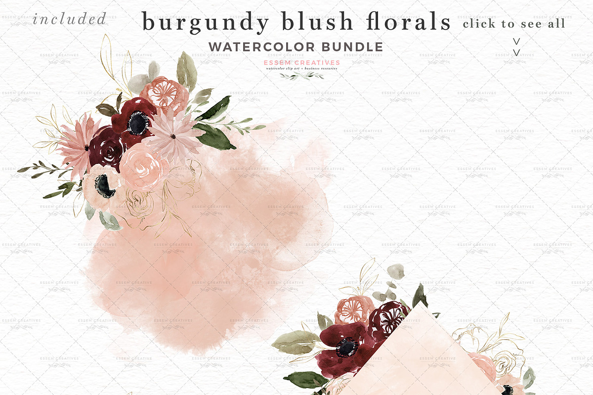 Burgundy Blush Floral Clip Art PNG, a Texture Illustration by Essem Creatives (Photo 5 of 9)