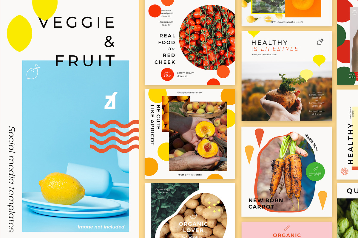 Veggie and fruit social media, a Social Media Template by Chanut is industries (Photo 1 of 11)