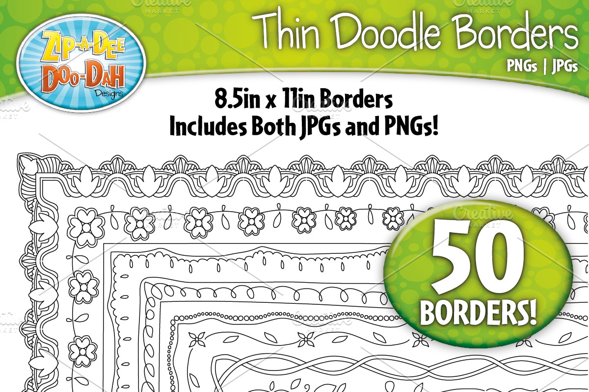 Thin Doodle Frame Borders Set 4