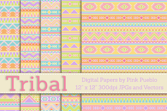 Seamless Tribal Pattern Backgrounds preview 2