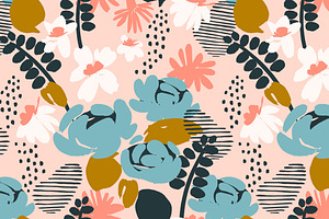 9 Floral Abstract Seamless Patterns.