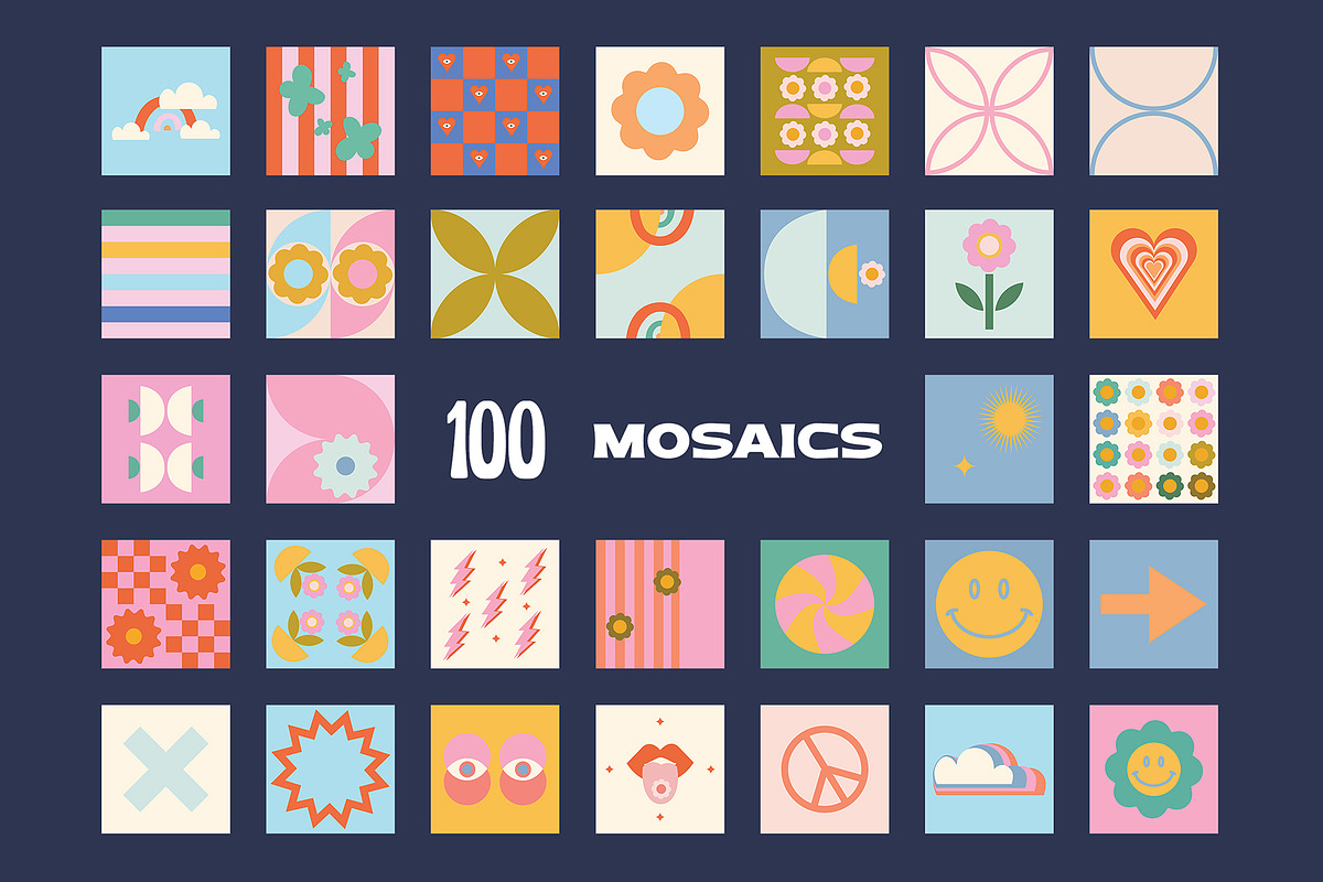 200 Vector Mosaics & Patterns, a Pattern Graphic by assetpro.design (Photo 7 of 16)