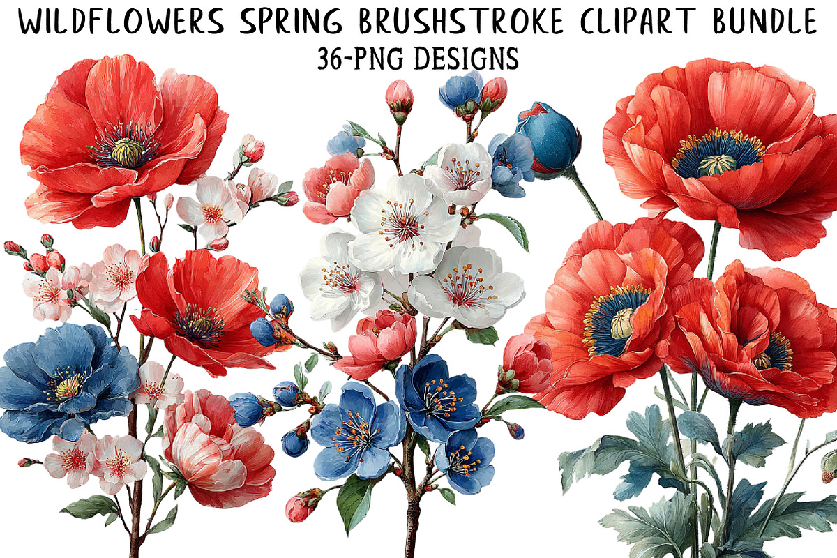 Wildflowers Spring Brushstroke Clipa, an Illustration by Daily.Designs (Photo 1 of 8)