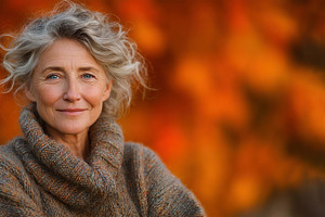 Elegant older woman with silver hair and calm expression wearing, a Person Photo by José Manuel Gelpi