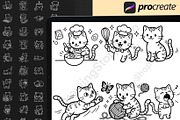 160 Procreate Kawaii Cat Stamps, a Brush Add-On by DrawingStoryShop (Thumbnail 5 of 6)