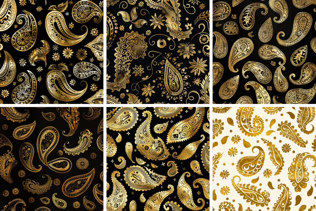 Gold Paisley Seamless Patterns, a Pattern Graphic by PrintablesByFranklyn (Photo 3 of 4)