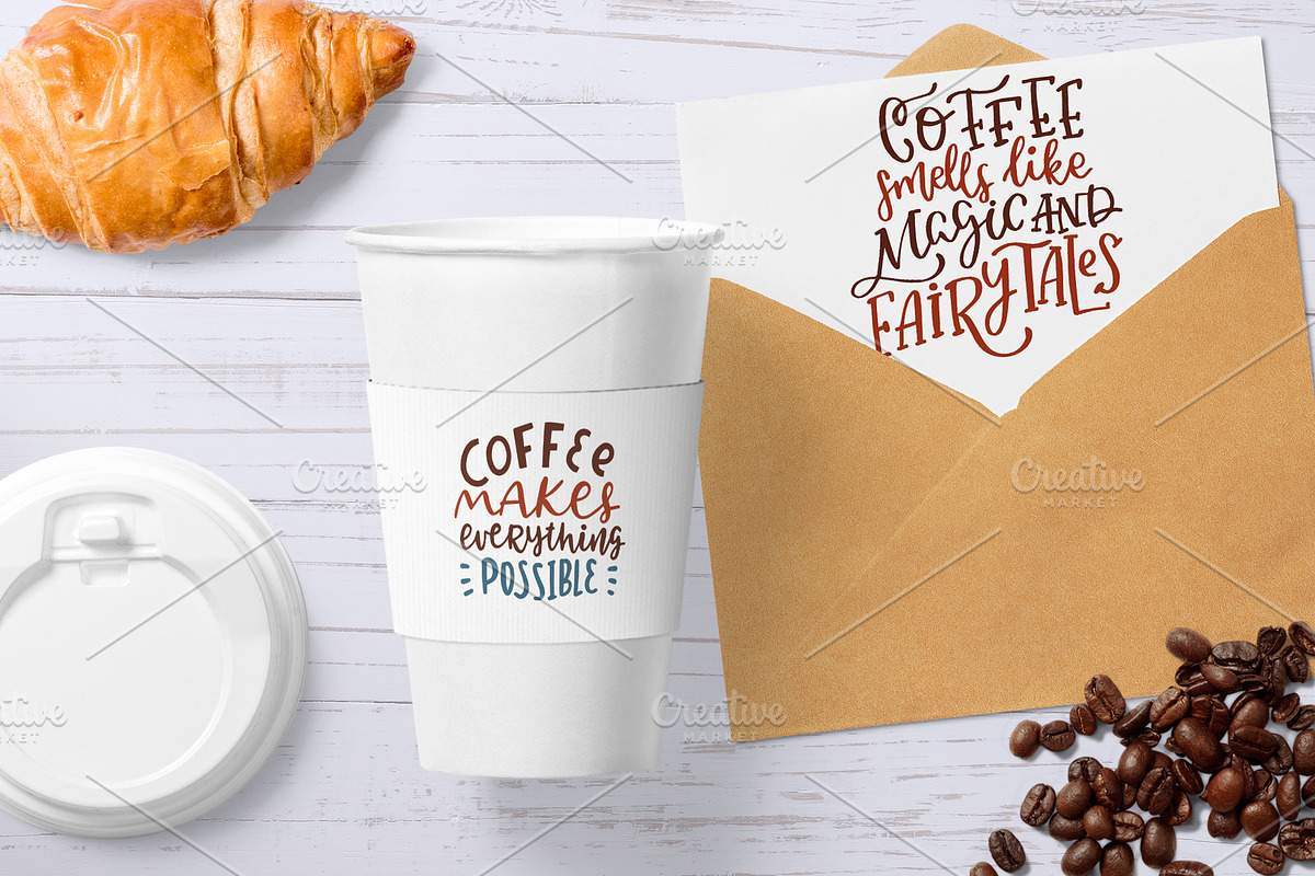Coffee hand drawn lettering set, a Decorative Illustration by Mariart_i (Photo 4 of 5)
