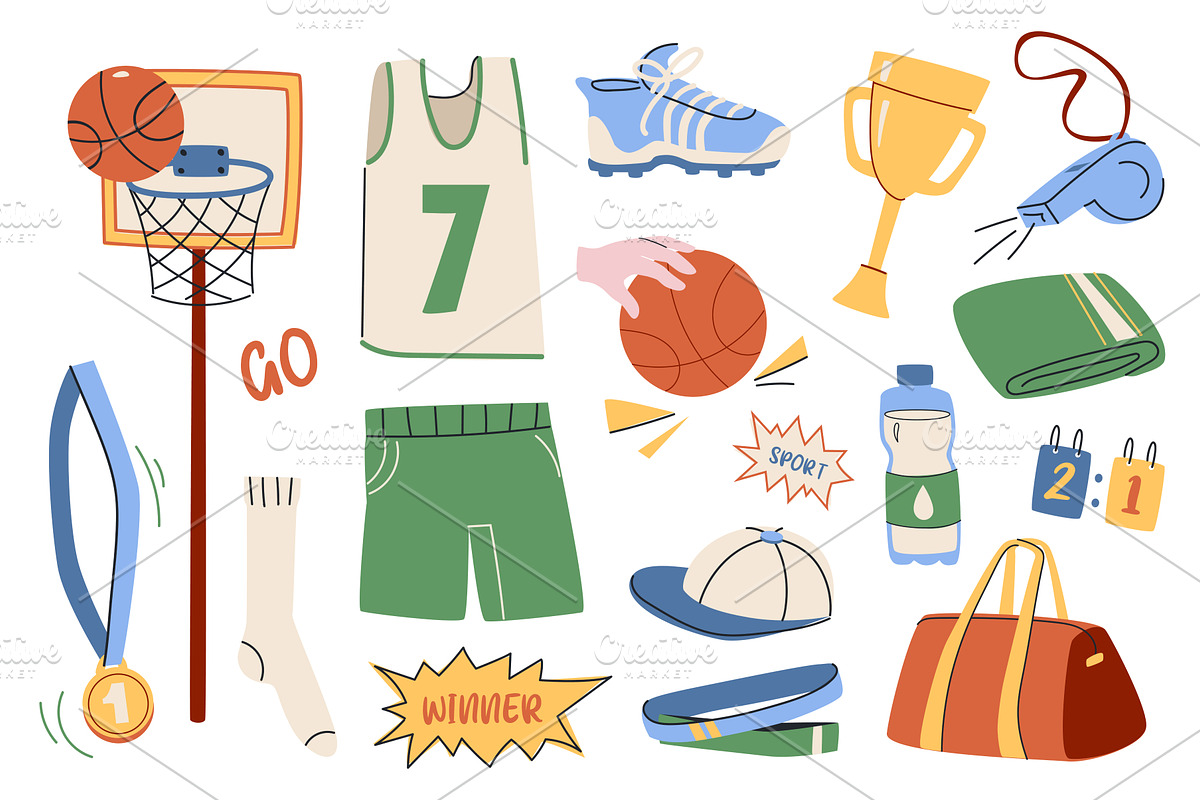 Basketball Set, a Sport Illustration by alexdndz