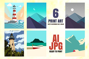 6 POSTERS PRINT ART 