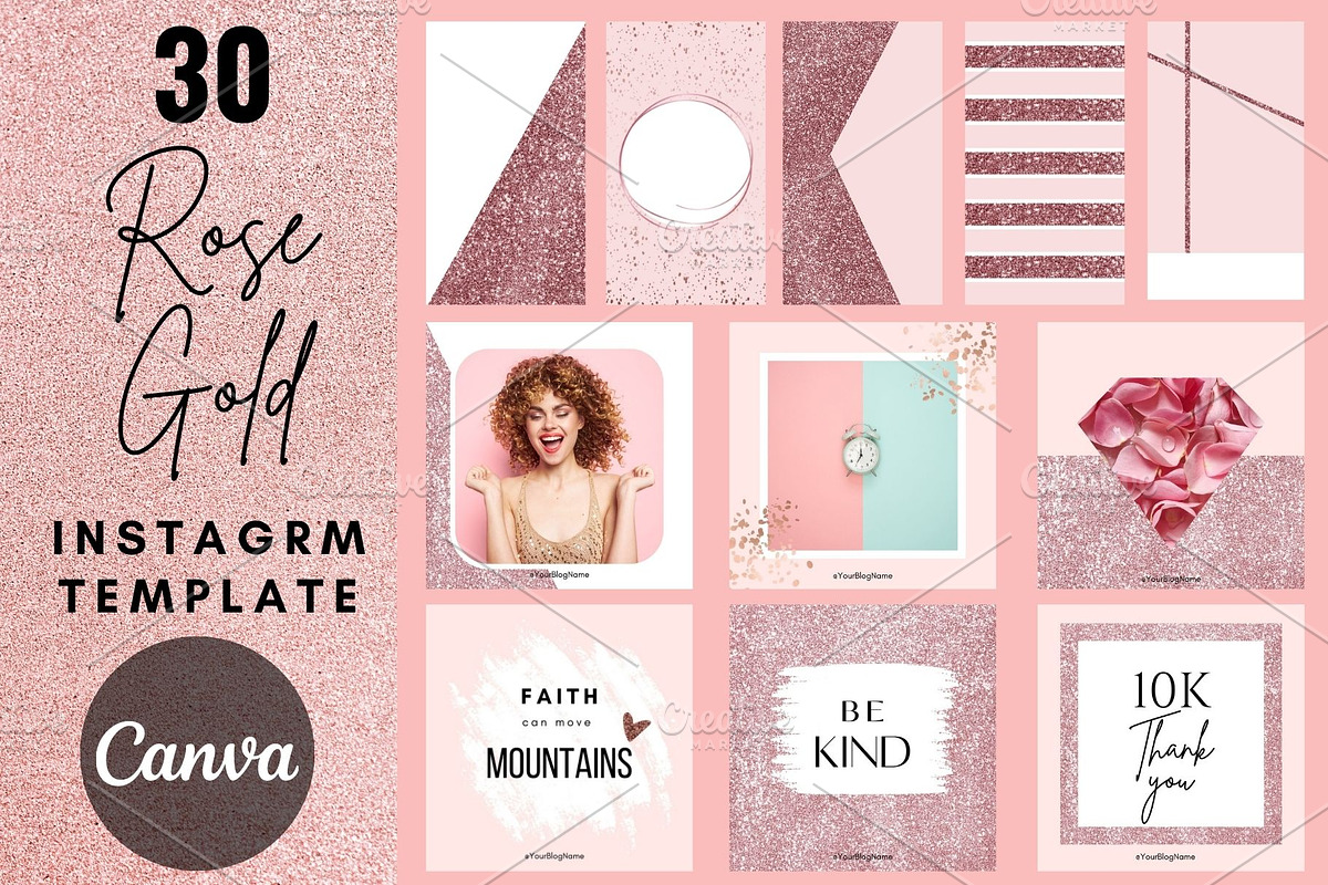 Rose Gold Instagram Templates, a Social Media Template by MORION (Photo 1 of 5)