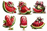 Whimsical summer watermelon clipart, an Illustration by Designworld (Thumbnail 4 of 8)