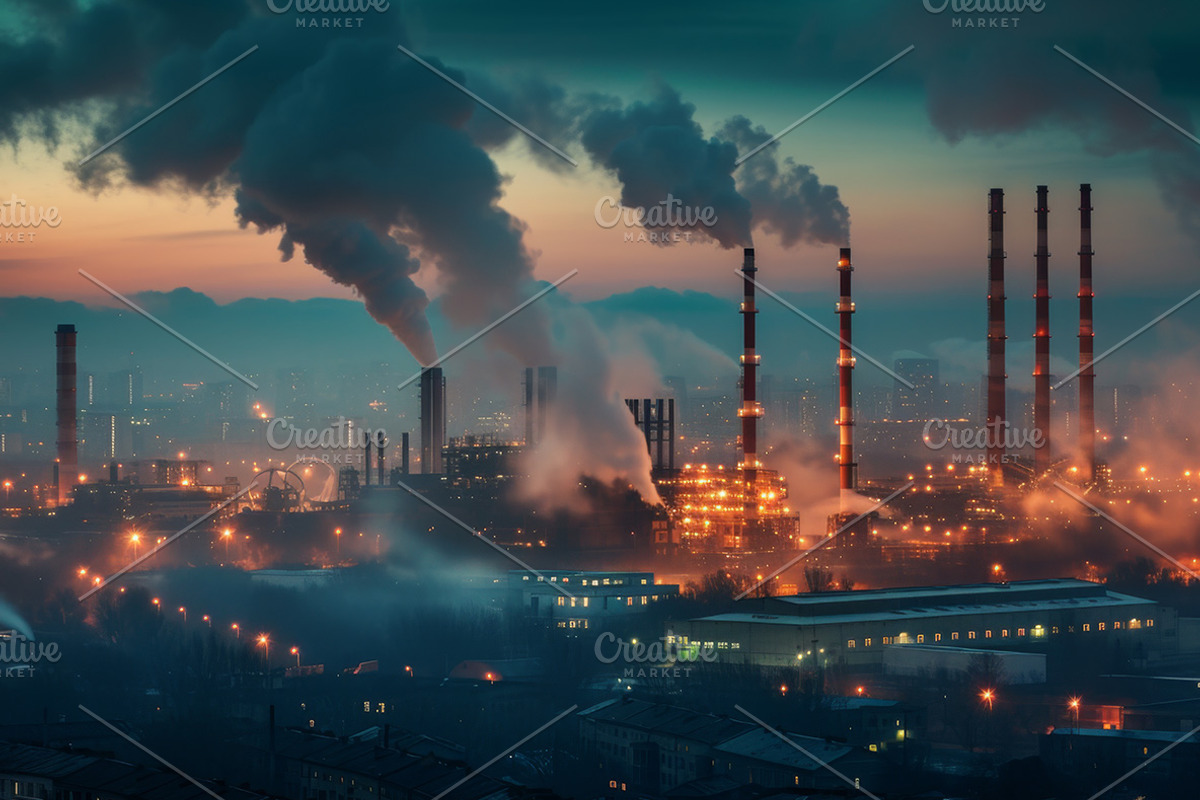 Factory Smoke - 56 images, an Industrial Photo by Handmadefont (Photo 5 of 11)