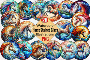 Horse Stained Glass Clipart  Sublim, an Illustration by SVGArt