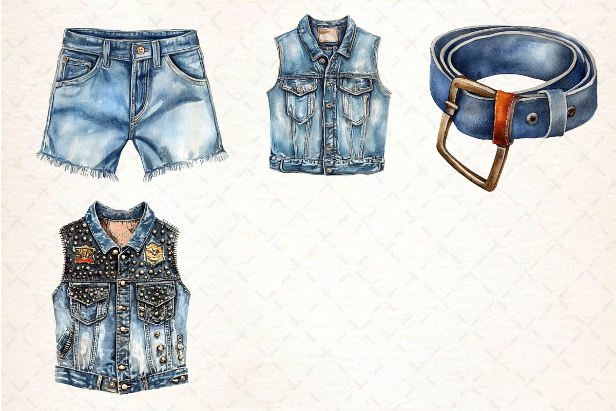 Vintage Denim Sublimation Clipart, an Illustration by Dream Creation (Photo 6 of 6)