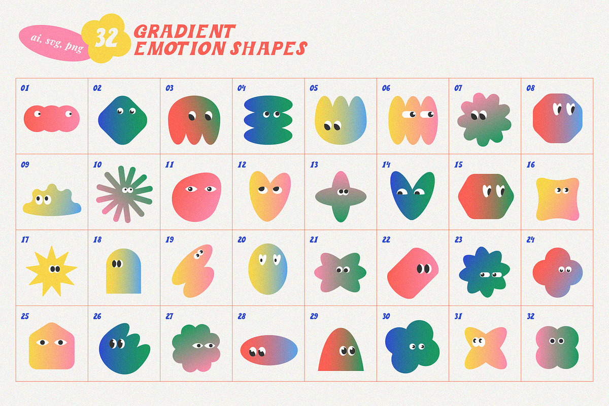 Shape Set - Cute Emotion, an Object Graphic by line & plane (Photo 5 of 10)