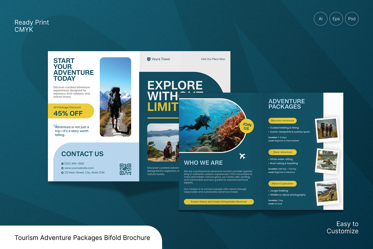 Tourism Adventure Packages Bifold, a Brochure Template by Annora Studio (Photo 1 of 6)