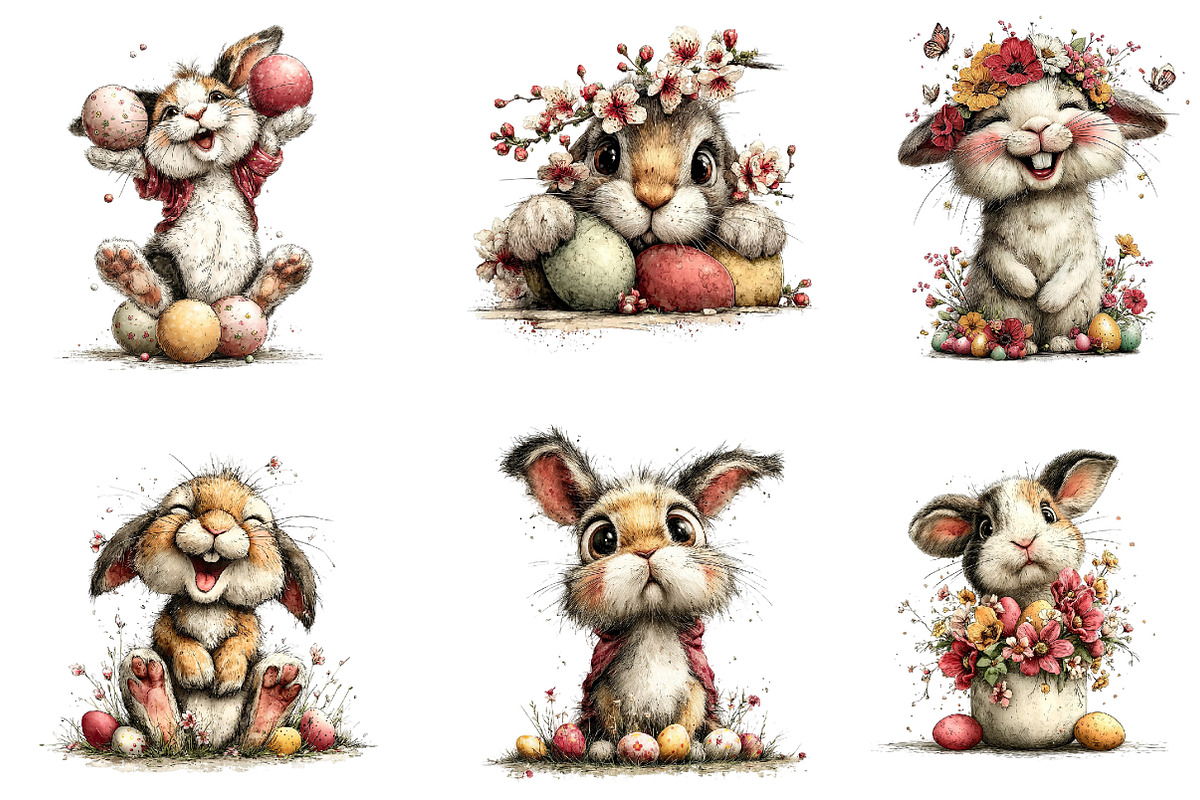 Whimsical Easter Bunny Clipart, an Illustration by Dream Creation (Photo 6 of 7)