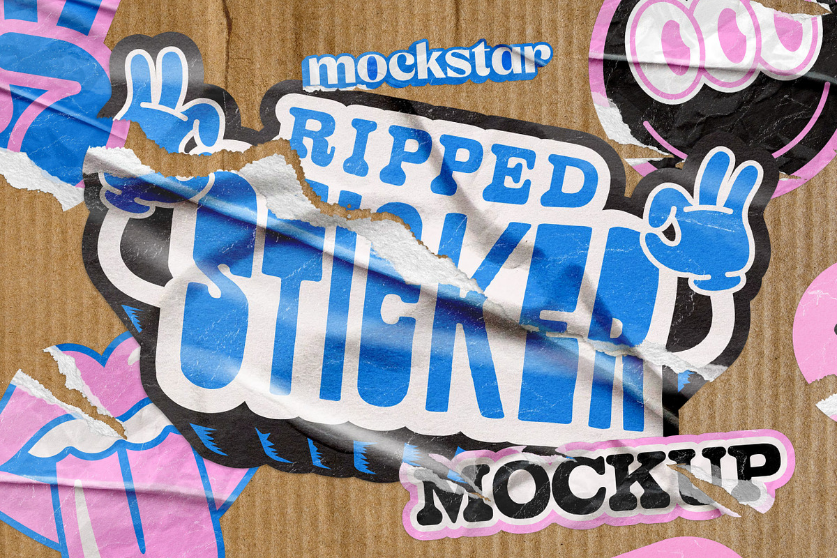 Ripped Sticker Mockup, a Product Mockup by mockstar (Photo 1 of 7)