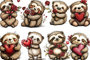 Whimsical Valentine Sloth Clipart, an Illustration by Designking (Thumbnail 3 of 5)