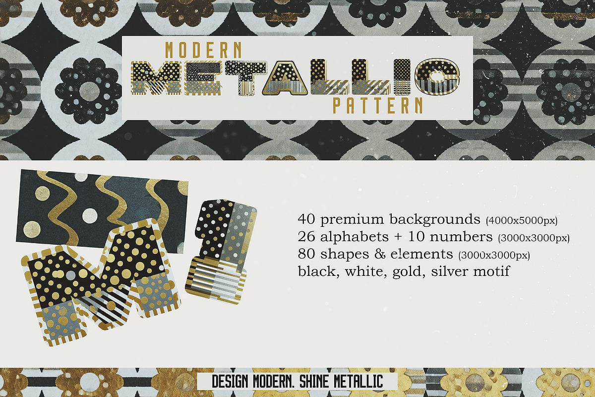 Modern Metallic Patterns, a Pattern Graphic by Megan Aili Designs (Photo 2 of 12)