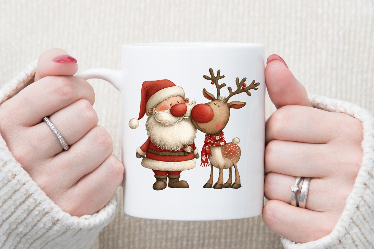 Santa Claus and Reindeer PNG, an Animal Illustration by Sublimation Artist (Photo 5 of 6)