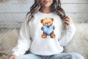 Cute Blue Teddy bear clipart, an Illustration by Watercolor design (Thumbnail 7 of 12)