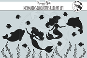 Mermaid Silhouette Clipart Set, an Illustration by RaccoonGirl Design (Thumbnail 3 of 3)