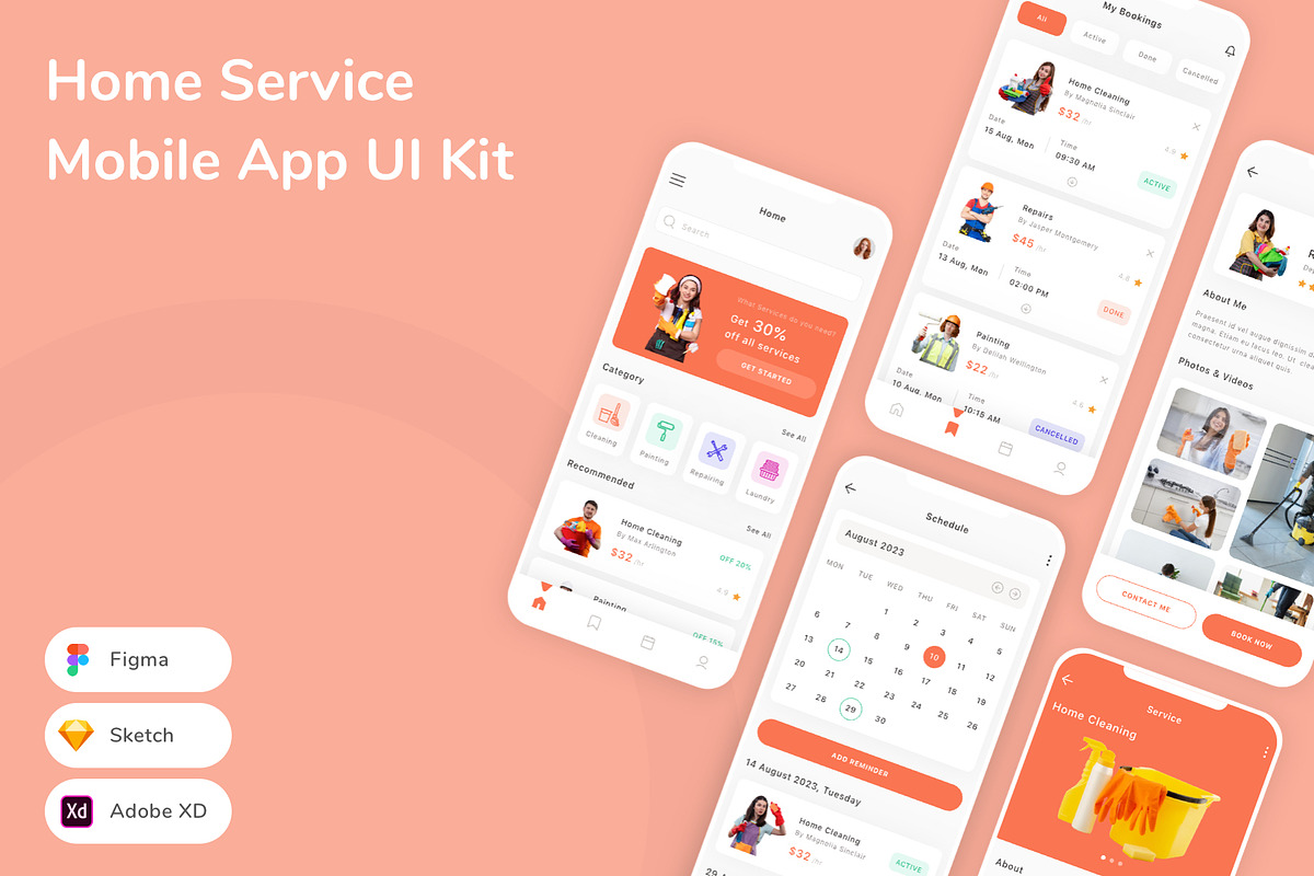 Home Service Mobile App UI Kit, an UI Kit Template by Betush