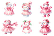 Pink Snowman Clipart, an Illustration by Designworld (Thumbnail 2 of 4)