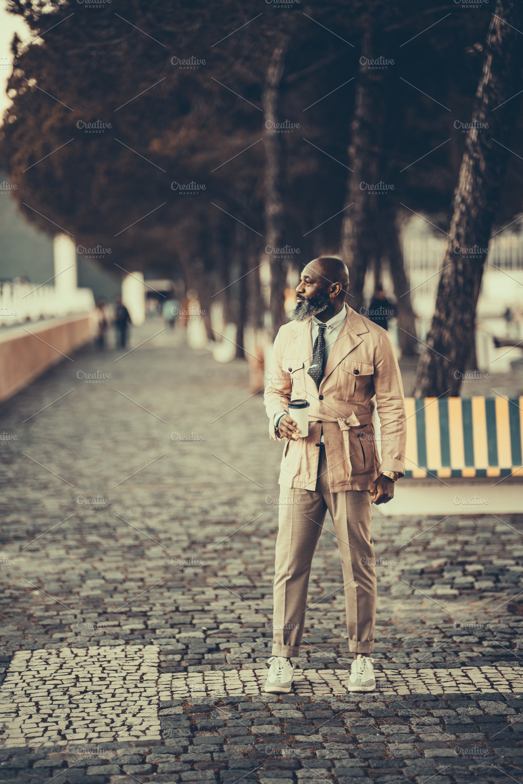 Dandy Black Man, Suit, Outdoor Bench, a Person Photo by SkyNext