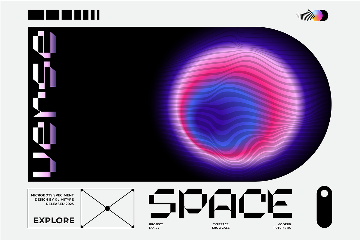 Microbots - Futuristic Font, a Sans Serif Font by limitype (Photo 2 of 10)