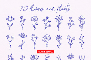 Scribbled Flowers Clipart Collection