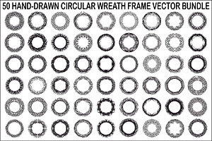 Hand Drawn Wreath Frame Bundle, an Illustration by yasushie