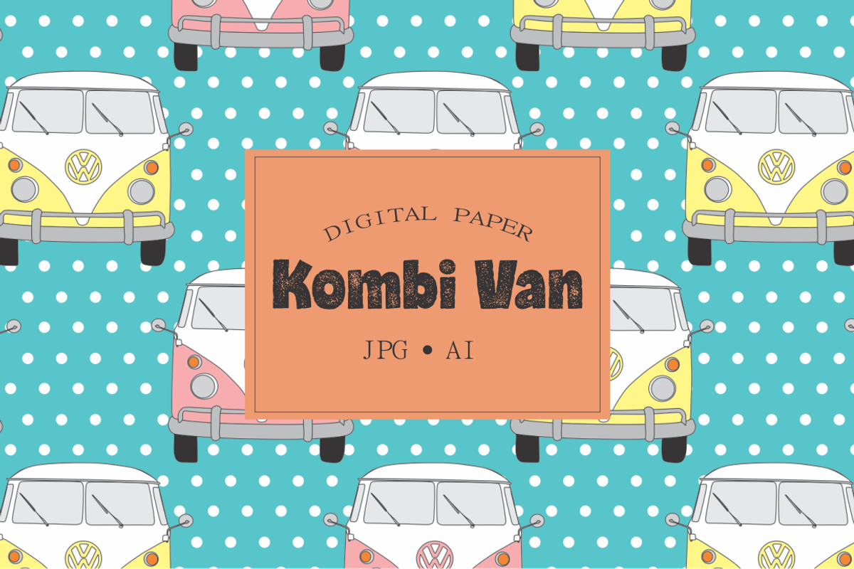 Kombi van seamless patterns, a Pattern Graphic by Kiwi Fruit Punch (Photo 1 of 3)
