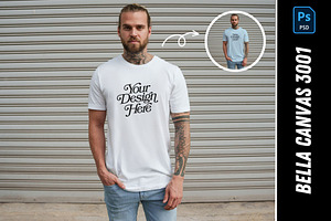 Bella Canvas 3001 Man T-shirt Mockup