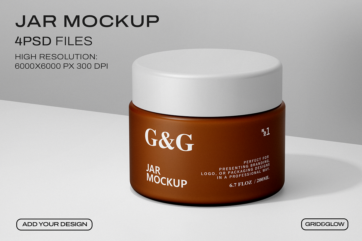 Cosmetic Jar Mockup Set, a Packaging Mockup by Grid&Glow (Photo 1 of 7)