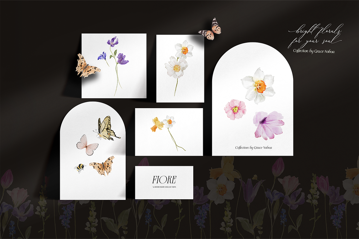 FIORE Bright watercolor flowers, a Decorative Illustration by Grace Noboa Illustrations (Photo 11 of 17)