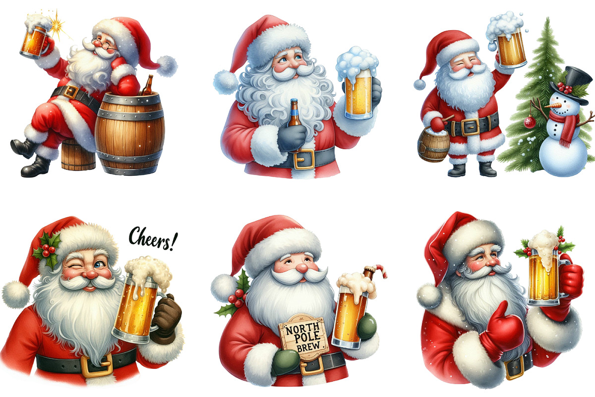 Christmas Santa Holding Beer Mug, an Illustration by DreamArtGraphic (Photo 4 of 5)