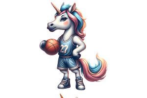 Unicorn Basketball Player PNG Set