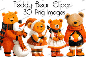 Watercolor Teddy Bear Clipart, an Illustration by DreamArtGraphic