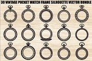 Vintage Pocket Watch SVG Bundle, an Illustration by yasushie (Thumbnail 1 of 31)