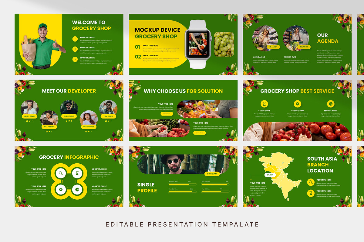 Decorative Grocery Shop PowerPoint, a Presentation Template by Digitcase x Wealthwells (Photo 3 of 4)