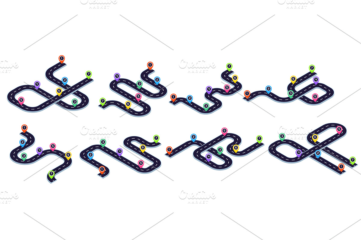 Isometric roadmap. Road route, a Transportation Illustration by Stock-Smart-Start