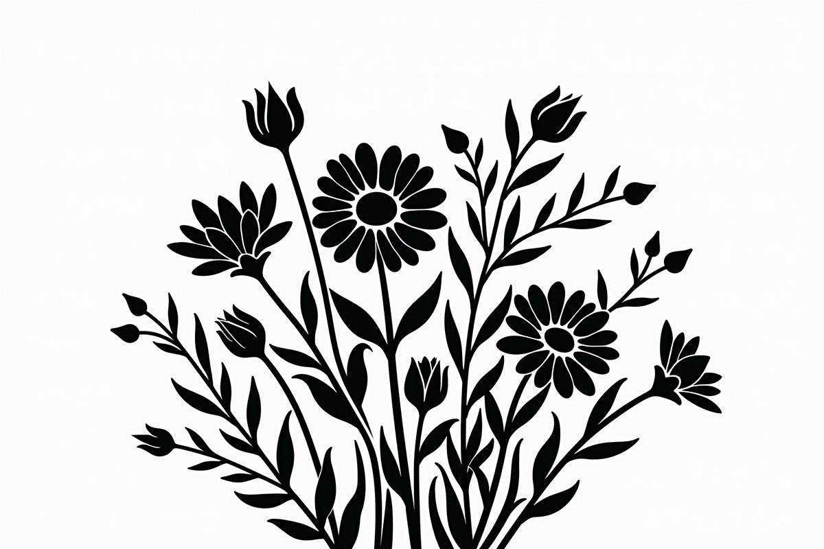 Elegant Wildflower Silhouette Bundle, an Illustration by Creativeshirt (Photo 4 of 13)