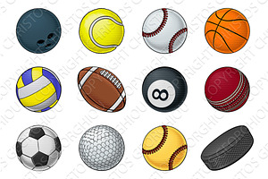 Sport Ball Set Sports Balls Halftone, a Sport Illustration by Christos Georghiou