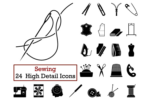 Set Of 24 Sewing Icons