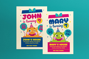 Boy And Girl Birthday Invitation, an Invitation Template by graphicook