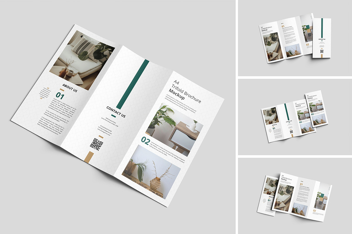 Realistic Trifold Brochure Mockup, an Advertising Mockup by MA-KING_ART (Photo 1 of 5)