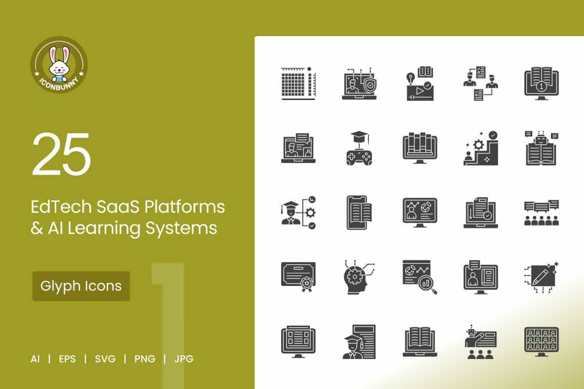 25 EdTech & AI Learning Icons, a Solid Icon by IconBunny (Photo 1 of 2)